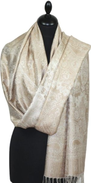 Étole en Soie Beige Rosé-Écru