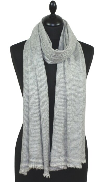 Étole Laine et Cachemire Gris Argent