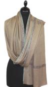 Pashmina Beige Naturel Brodé Main