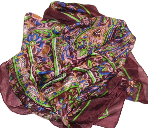 Foulard carré en soie Bois-Rose-Vert