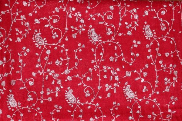 Pashmina Rouge Impérial Brodé à la Main