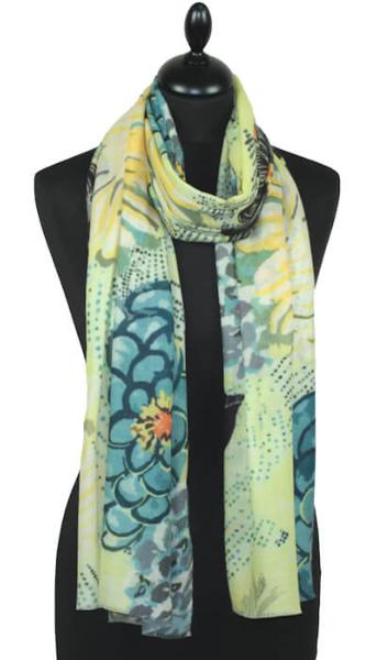 Azure Flowers Cashmere Scarf