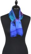 Foulard Carré en Soie Bleu-Noir-Fuchsia