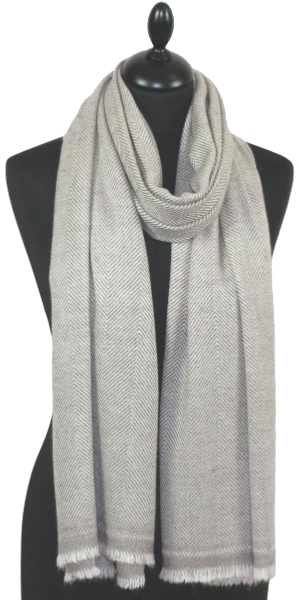 Linen beige Wool/Cashmere Chevron Shawl