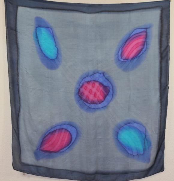 Foulard Carré en Soie Marine-Bleu-Fuchsia