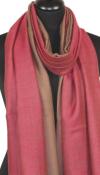 Pashmina 100% Cachemire Bicolore Fuchsia-Beige