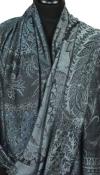 Étole en Modal/Soie Noir-Gris-Bleu