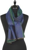 Pashmina 100% Cachemire Bicolore Bleu-Vert