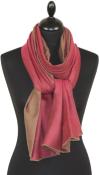 Pashmina 100% Cachemire Bicolore Fuchsia-Beige