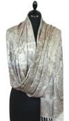 Étole en Modal/Soie Beige-Gris-Écru