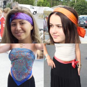 Foulard carr en soie peinte  la main, lgant et polyvalent, pour homme et femme