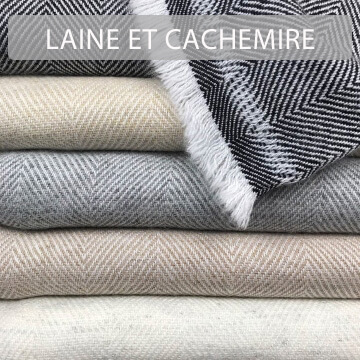 tole en laine et cachemire tisse en chevron, douce et chaude, confection artisanale