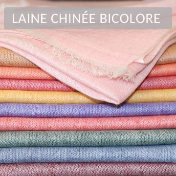 charpe en laine chine bicolore aux couleurs varies, tisse de faon artisanale