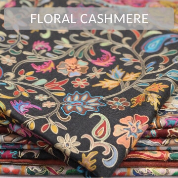 Embroidered Cashmere Scarf with Floral Pattern